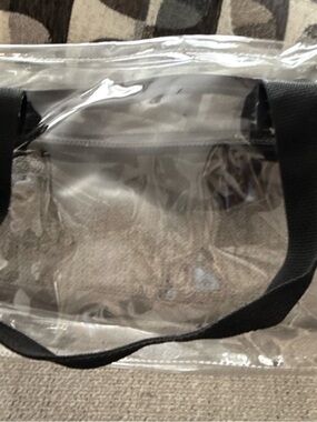 Clear PVC Tote Bag with Black Straps
Clear bag-